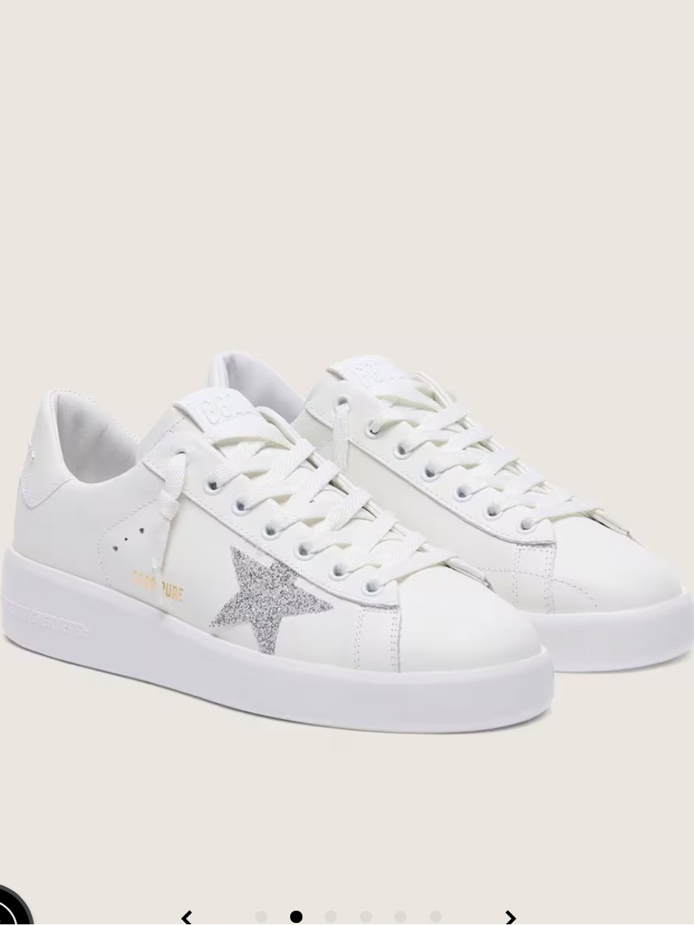 Golden Goose White Leather Sneakers with Silver Crystal Star Accent - Picture 5 of 14